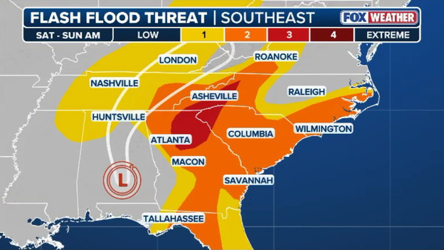 Flood threat shifts to North Georgia and Western North Carolina