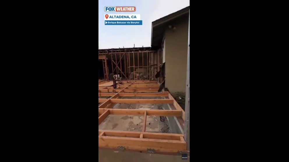 Video has surfaced of an Altadena homeowner returning to his neighborhood to find that his house was the only one on his block that was not completely destroyed by the Eaton Fire (Enrique Balcazar via Storyful).