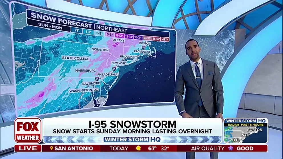 Two systems are expected to bring a mix of rain and snow to parts of the eastern United States. The first will largely bring rain from the Deep South to the Ohio Valley, and establish the second system that will produce snowfall on the I-95 corridor in the Northeast.