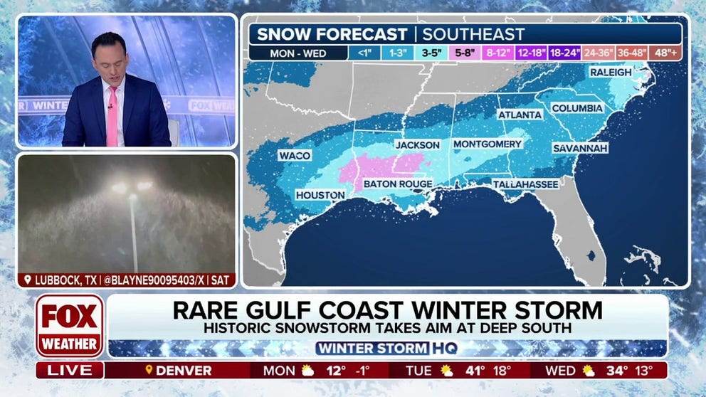 The FOX Forecast Center is monitoring a rare winter storm that’s expected to bring heavy snow, sleet and freezing rain along the Gulf Coast and into the South. FOX Weather meteorologists Ari Sarsalari and Kendall Smith break down the forecast.