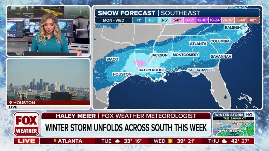 Winter weather alerts in place from Texas to Florida 