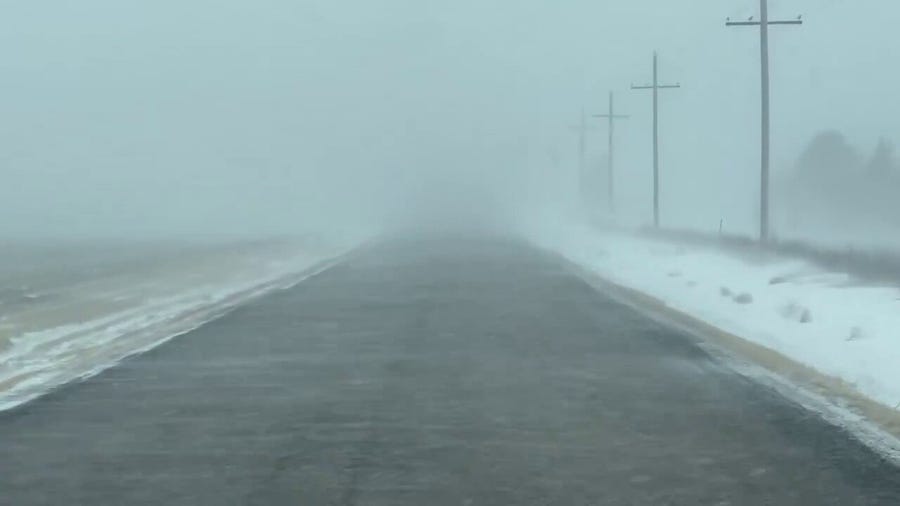 Watch: Snow squall leads to whiteout conditions in Amarillo