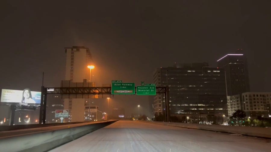 Watch: Houston highways covered in snow