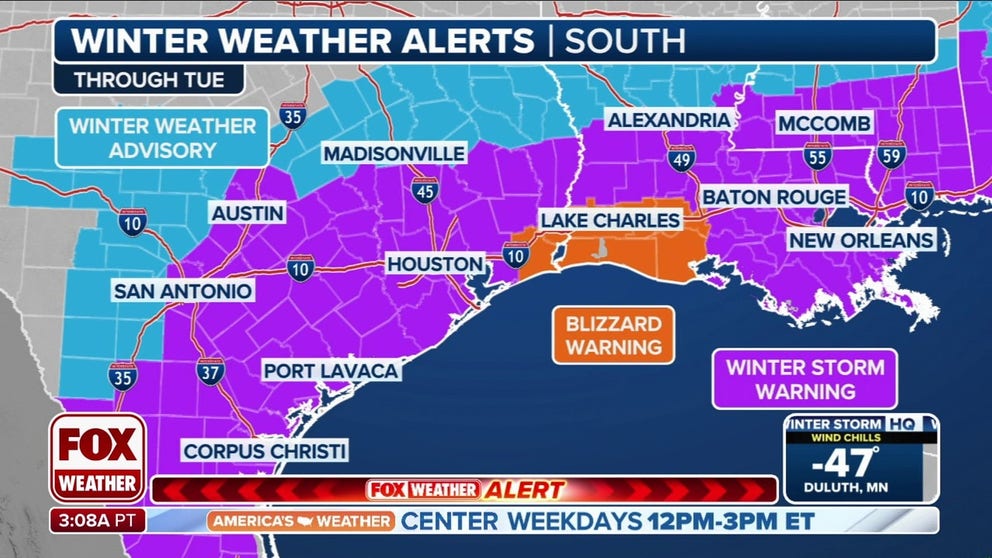 Blizzard Warning issued for portions of Texas, Louisiana as historic ...