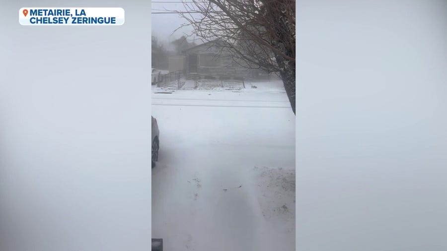 Historic snow falls in Louisiana, perplexes resident