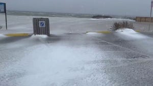 Beachgoers in Florida were met with a not-so-pleasant surprise as strong snow and winds slammed the area