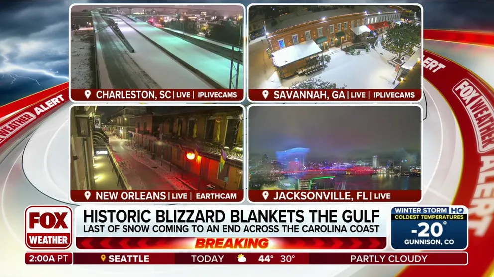 A rare and powerful winter storm that swept across the South on Monday led to the first-ever Blizzard Warning in Louisiana and shattered records from Texas to Florida. FOX Weather meteorologists Britta Merwin and Craig Herrera have the latest.