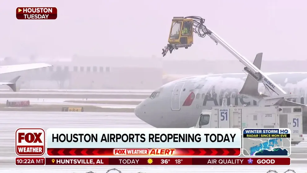 A powerful and rare winter storm that slammed the Houston area with snow on Tuesday forced the closure of both William P. Hobby Airport (HOU) and George Bush Intercontinental Airport (IAH), but thanks to the hard work by crews the airports were able to resume normal operations on Wednesday. Houston Airport System Director Jim Szczesniak joined FOX Weather with the latest.