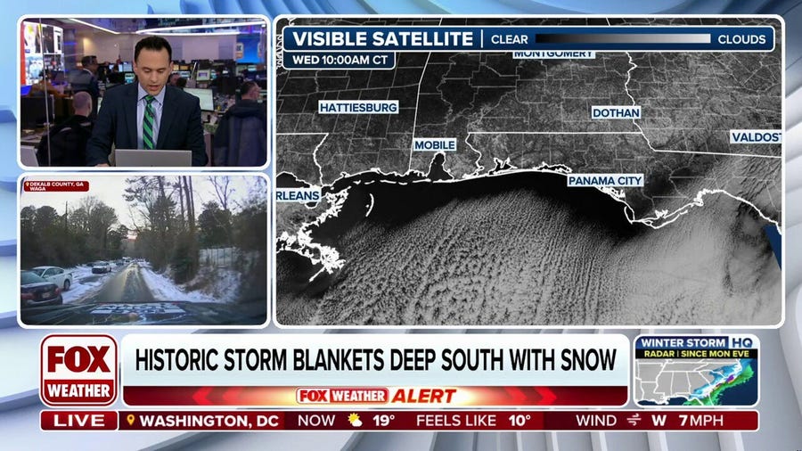 Snow made its presence felt through Southern states that are usually left untouched by winter weather