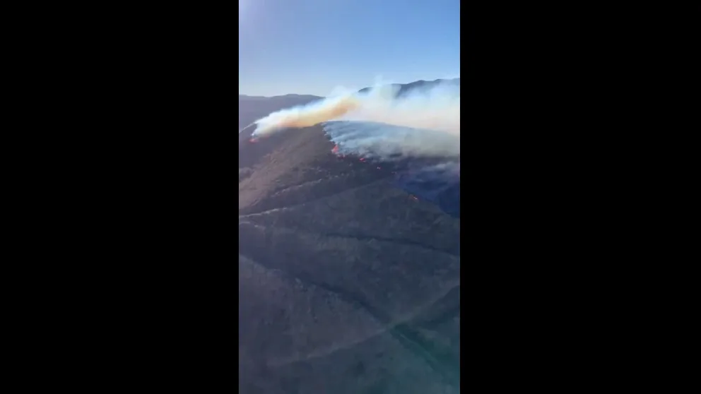 A video provided by the Ventura County Fire Department provides a bird’s-eye view of the fight against the Laguna Fire that broke out on Thursday, Jan. 23, 2025.