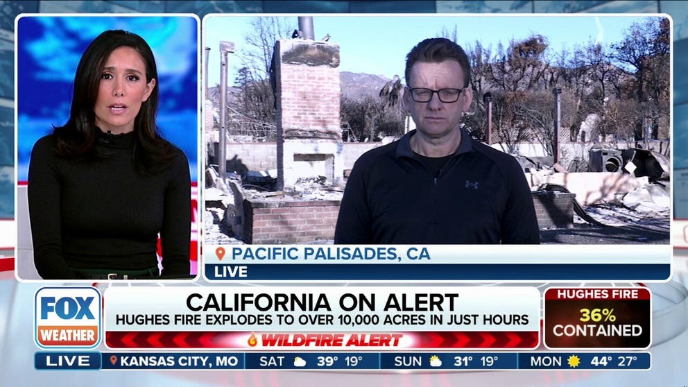 Southern California continues to grapple with devastating wildfires, with at least two new blazes erupting in Los Angeles County, forcing residents to evacuate. Firefighters face a challenging uphill battle as critical fire conditions persist. One glimmer of hope for fire crews in the coming days lies in the potential for rain. FOX News Chief Correspondent Jonathan Hunt joins FOX Weather from Pacific Palisades to provide further insights. 