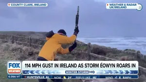 Intrepid weather spotter braves 100+ mph winds to get measurements during Storm Eowyn