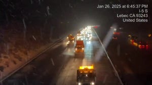 Watch: Vehicles on I-5 escorted across Grapevine summit due to snow