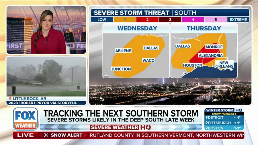 Significant storm sweeping across US to spawn severe weather in South, Gulf Coast