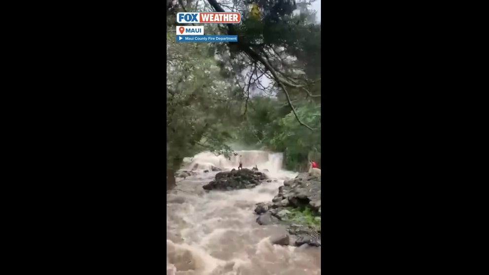 The Maui County Fire Department said three girls were rescued Sunday after they got stuck on a group of rocks amid rising stream waters. 