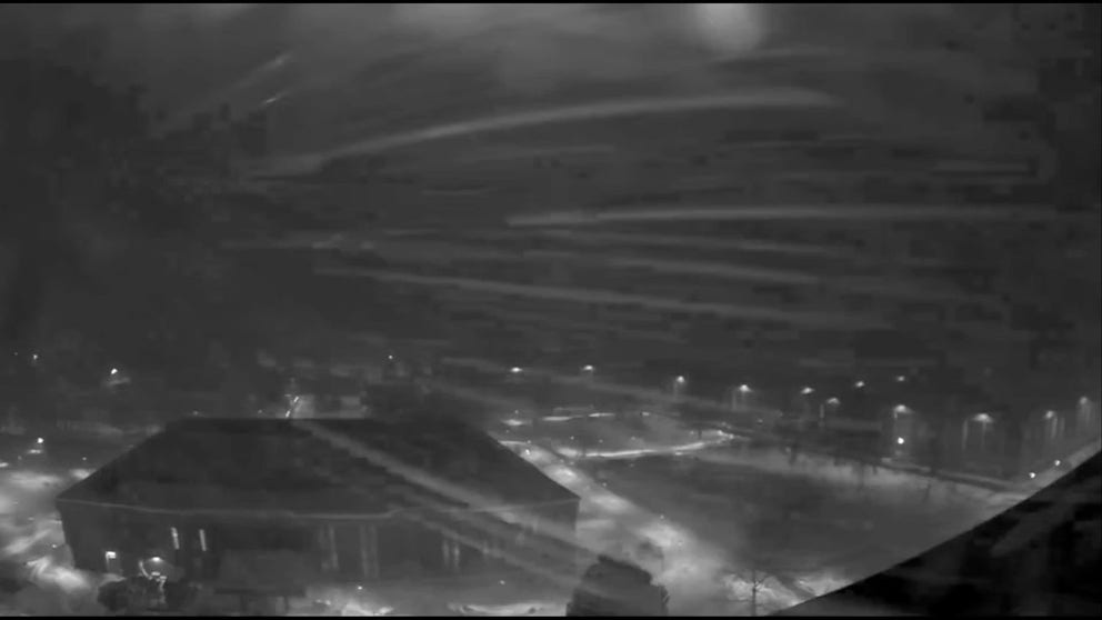 Video from Hart Hall on the campus of SUNY Oswego shows a snow squall hitting shortly after 5:00 a.m. EST.