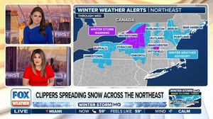 Clippers spreading snow across Northeast on Wednesday morning