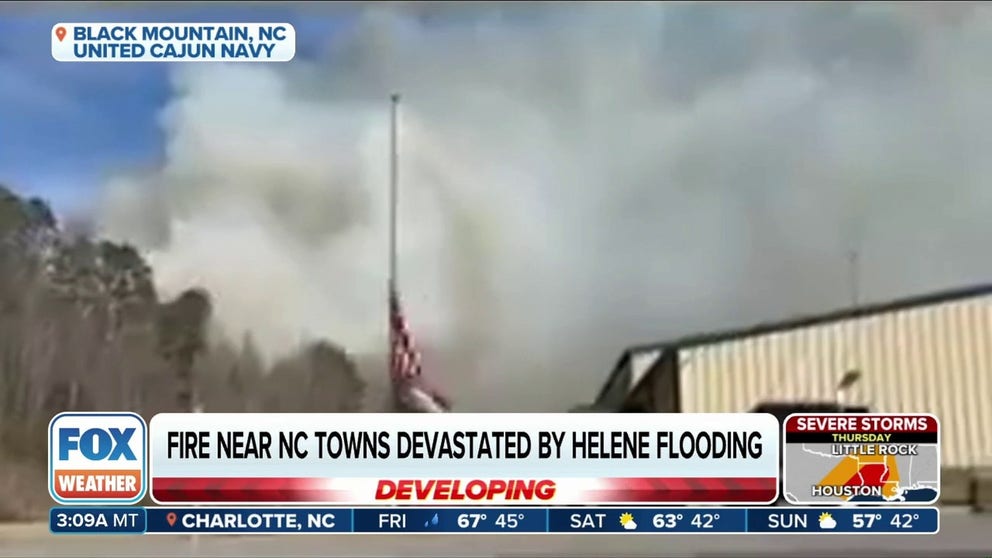 At least three wildfires ignited on Wednesday near North Carolina towns that were devastated by Hurricane Helene. The largest of the fires was estimated to have consumed 200 acres near the town of Marion and forced evacuations.