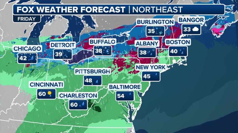 Northeast faces icy Friday morning commute as cross-country storm charges east