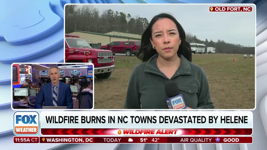 Wildfire burns in North Carolina towns devastated by Helene