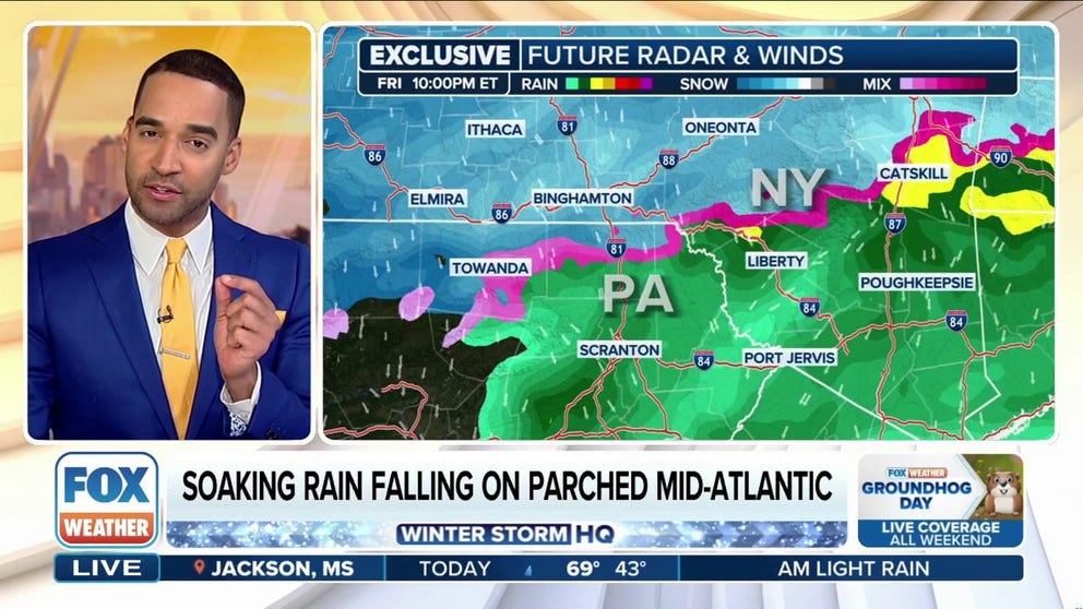 The FOX Forecast Center is tracking a sprawling coast-to-coast storm as it finishes its journey across the country. The storm, which began in Southern California last weekend, is producing widespread rain and some wintry weather across the Midwest, mid-Atlantic and Northeast.