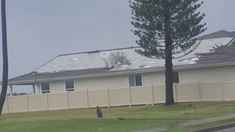 Winds blow shingles on roof in Kaneohe, HI