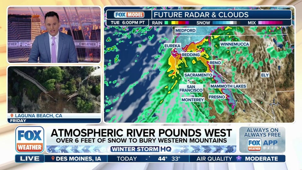 Atmospheric River storms slam California with soaking rains, gusty ...