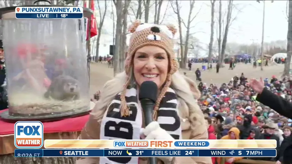 FOX News Senior Meteorologist Janice Dean was in Punxsutawney, Pennsylvania, on Sunday morning, where tens of thousands of people packed Gobblers Knob to catch a glimpse of Punxsutawney Phil as he made his annual prediction on whether we will see an early spring or suffer through six more weeks of winter.