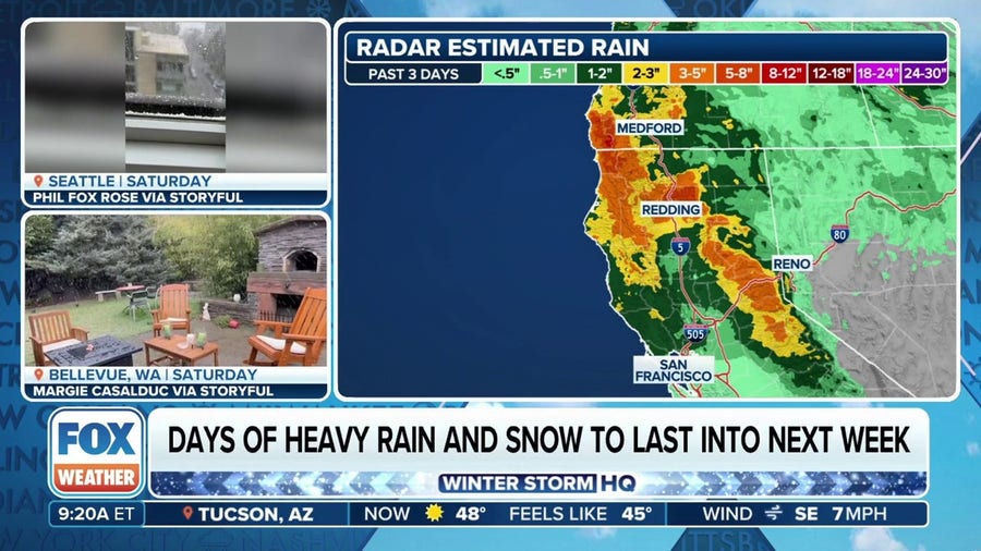 Series of atmospheric river storms to bring days of heavy rain, snow to West Coast