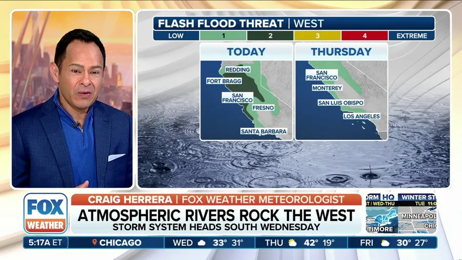 Powerful atmospheric rivers drench California as snow blankets Northwest