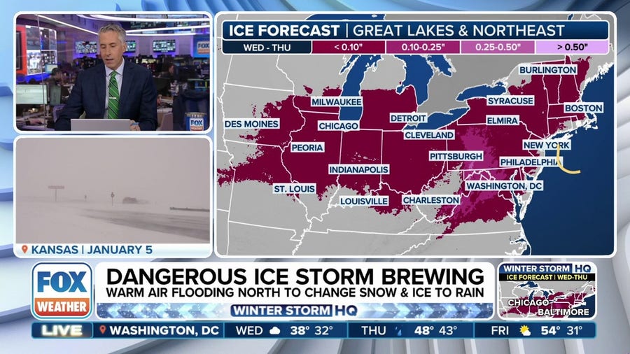 Dangerous ice storm has millions on alert from Chicago to Boston