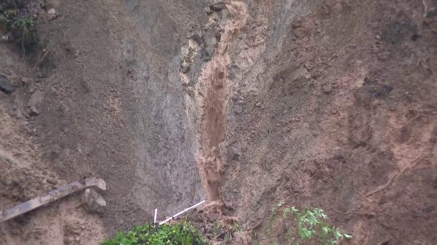 Mudslide caused by atmospheric river sends home in to river in Sonoma County, CA