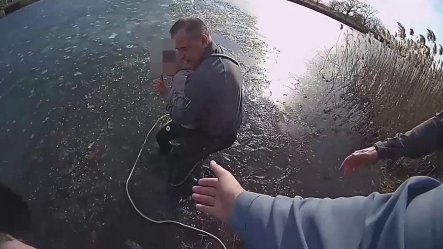 New Jersey police officer jumps into icy lake to save 11-year-old boy