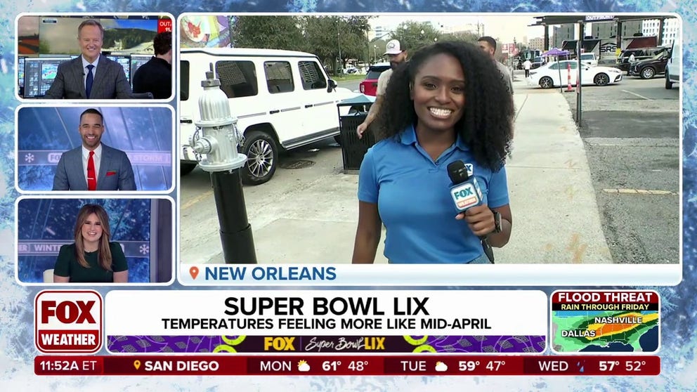 The Super Bowl is being held in New Orleans on Sunday, and despite some fog early in the morning the weather appears to be cooperating. FOX Weather Correspondent Brandy Campbell was in New Orleans on Sunday ahead of the big game and spoke with some excited fans.