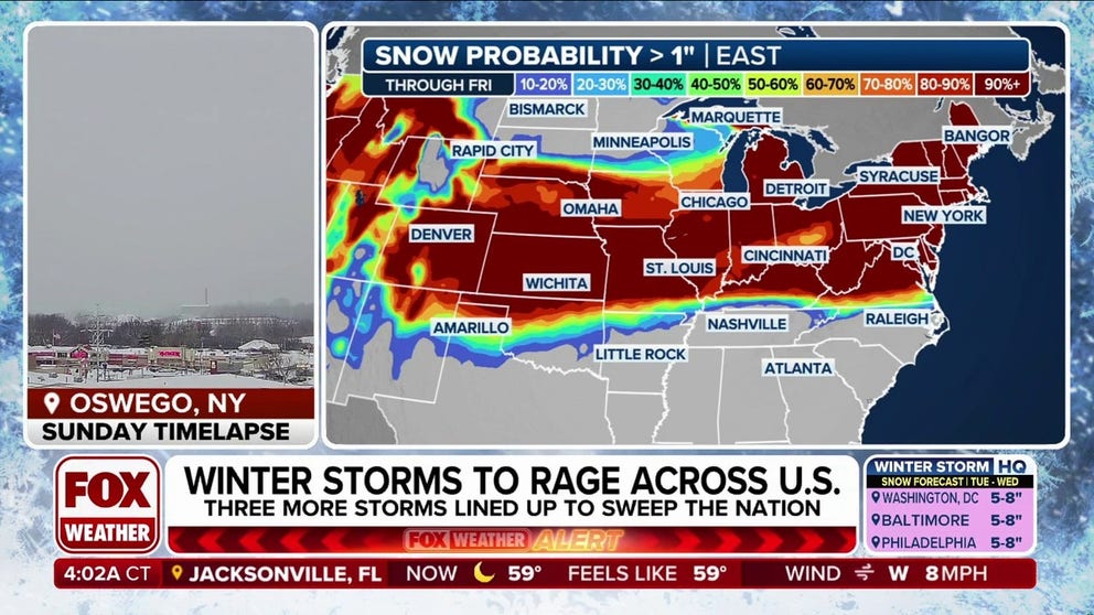 It’s going to be an extremely busy week weatherwise as a parade of winter storms gets ready to barrel across the U.S. FOX Weather Meteorologist Britta Merwin breaks down the latest forecast.