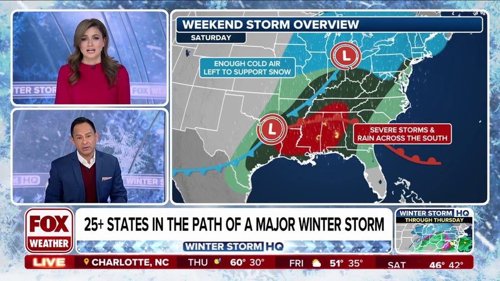 カリフォルニアに入った後、同じシステムが今週末に全国に移動し、深刻な雪、凍結雨、重大な雷雨に別の脅威をもたらします。