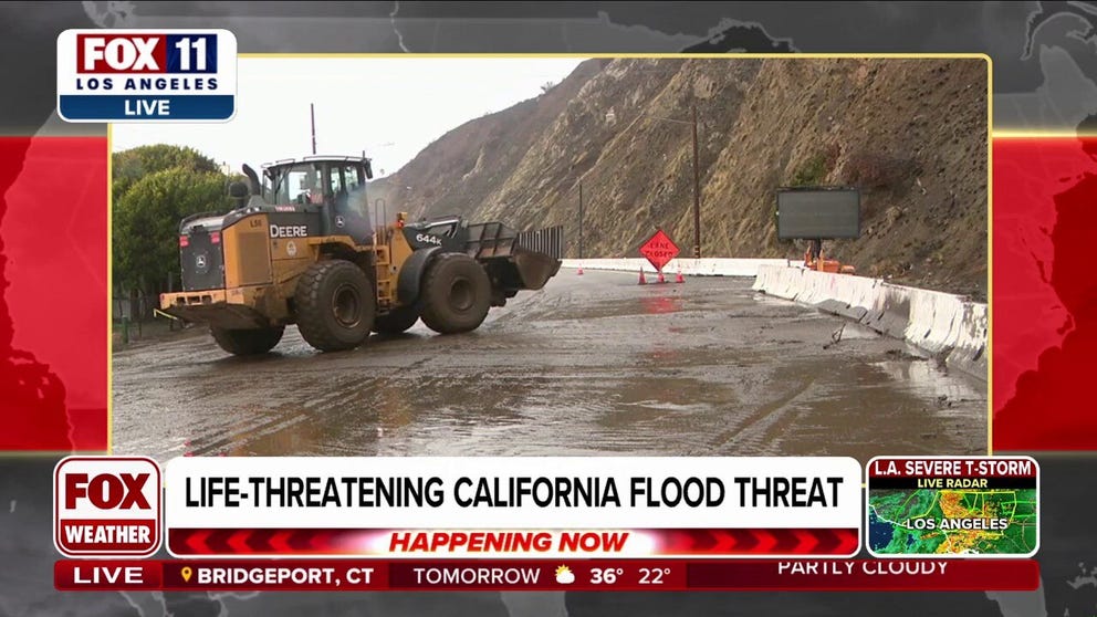 Heavy rainfall rates were too much for some areas around Los Angeles to handle as impassable roadways were encountered around the Palisades burn scar.