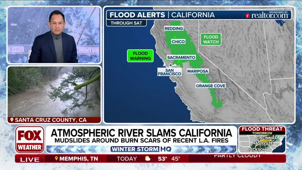 An atmospheric river brought 2-8" of rain and multiple feet of snow to California since Wednesday evening. The rain prompted flooding across the state. Numerous roads were closed across northern California. Heavy snow prompted CalTrans to briefly hold traffic on Interstate 80 over Donner Pass due to multiple spinouts and heavy snow in the Sierra Nevada.