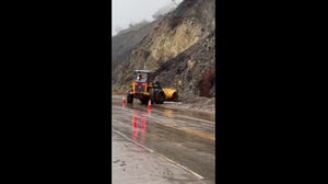 Mudslides from atmospheric river close Pacific Coast Highway in Malibu, California