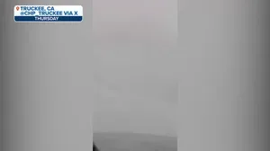 Whiteout conditions at high elevations in California caused by atmospheric river