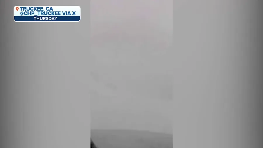 Whiteout conditions at high elevations in California caused by atmospheric river