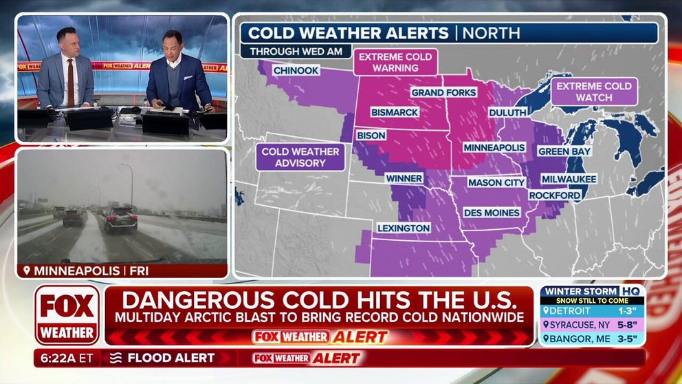 A multiday arctic blast will drop temperatures, bringing dangerous cold to the Plains and well-below average temperatures to most of the country. The FOX Forecast Center said there is no end in sight for this cold spell with lows 30 to 40 degrees below average next week. 