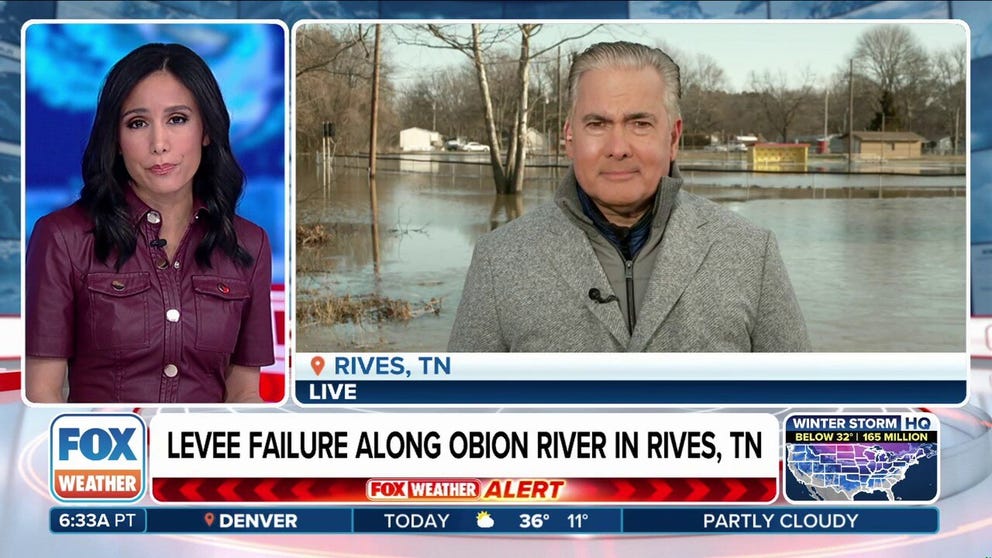 A state of emergency was declared and evacuations were ordered in the Tennessee community of Rives after a levee failed on Sunday due to relentless rain that led to a deadly flash flooding event across the Tennessee Valley. FOX News Senior Correspondent Jonathan Serrie was in Rives on Monday morning with the latest on the developing situation.