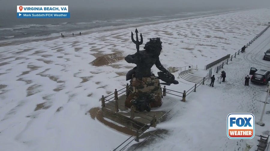 Snow blankets Virginia Beach shores