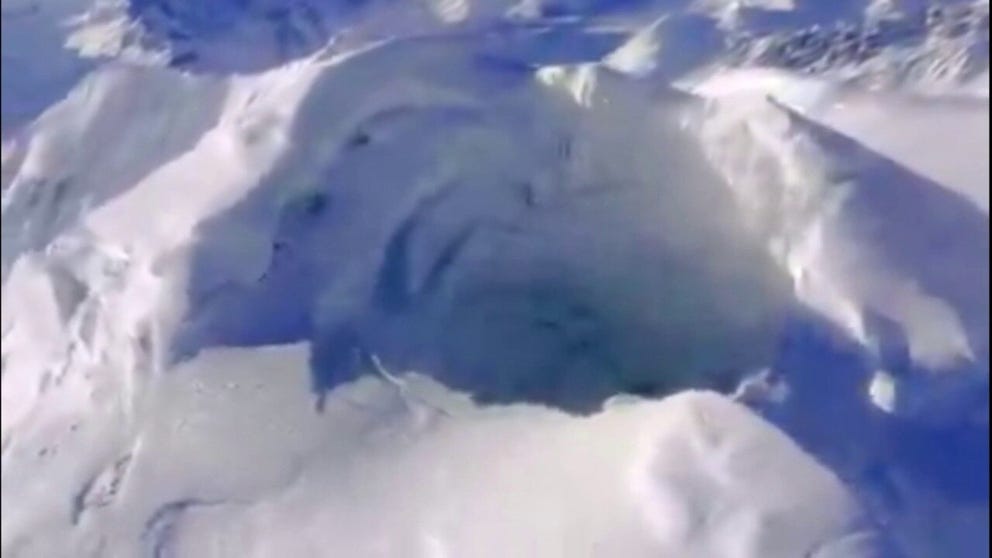 Video of the summit crater of Mt. Spurr taken on February 7, 2025. The lake, which only formed in 2024, is mostly covered in ice.