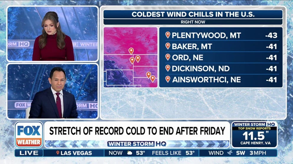 The FOX Forecast Center is tracking a lobe of the polar vortex that is bringing extreme cold to the hundreds of millions across the Lower 48 and record extreme cold.
