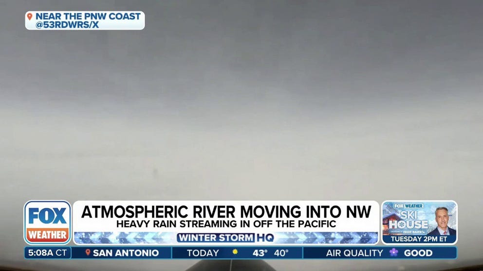 An atmospheric river is beginning to affect western portions of Washington and Oregon and continuing into Tuesday. This will bring the potential for urban and river flooding impacts. Hurricane Hunters are continuing reconnaissance missions into the storm.