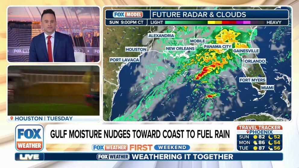 A strengthening area of low pressure is bringing some widespread rain to communities along the Gulf Coast this weekend, and it's expected to bring beneficial rain to Florida early this week. FOX Weather Meteorologist Ari Sarsalari breaks down the forecast.