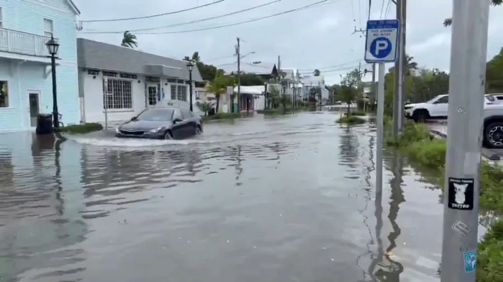 A video from Monday afternoon shows a car driving through several inches of floodwater in Florida. Heavy rain is expected to bring flooding to the Miami area as well. 