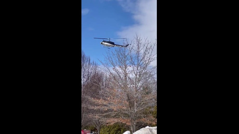 Three people had to be saved after a small plane crashed on Equinox Mountain in Manchester, Vermont on Wednesday morning, Video from the fire department shows one of three helicopters arriving to drop off one of the people on the plane. 